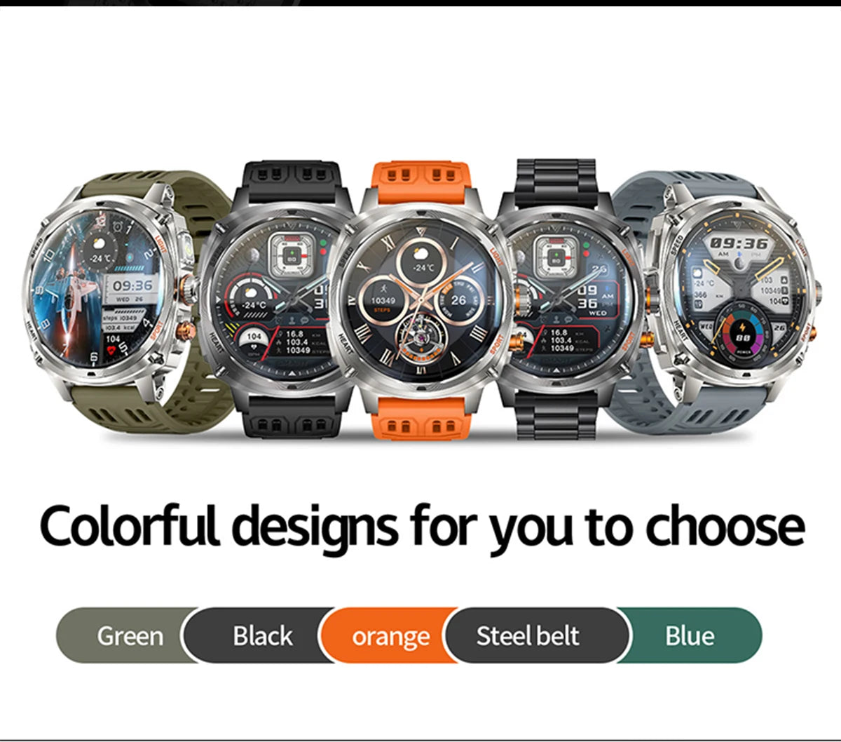 LIGE Rugged Military 1.75-inch AMOLED Screen Smart Watch With LED Flashlight 800mAh Battery Bluetooth Call Smart Watch Men Gift