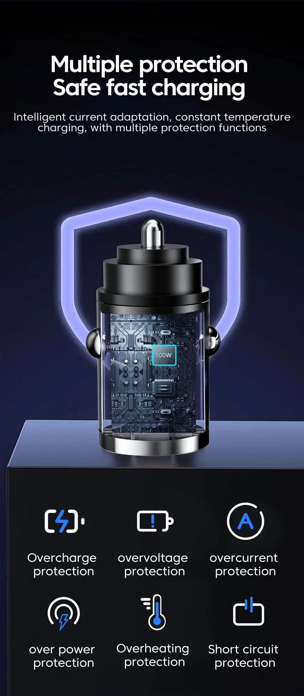 Xiaomi 100W Car Charger Lighter PD Fast Charging For IPhone QC3.0 Mini USB Type C Mini Car Phone Charger For Samsung Huawei 2025