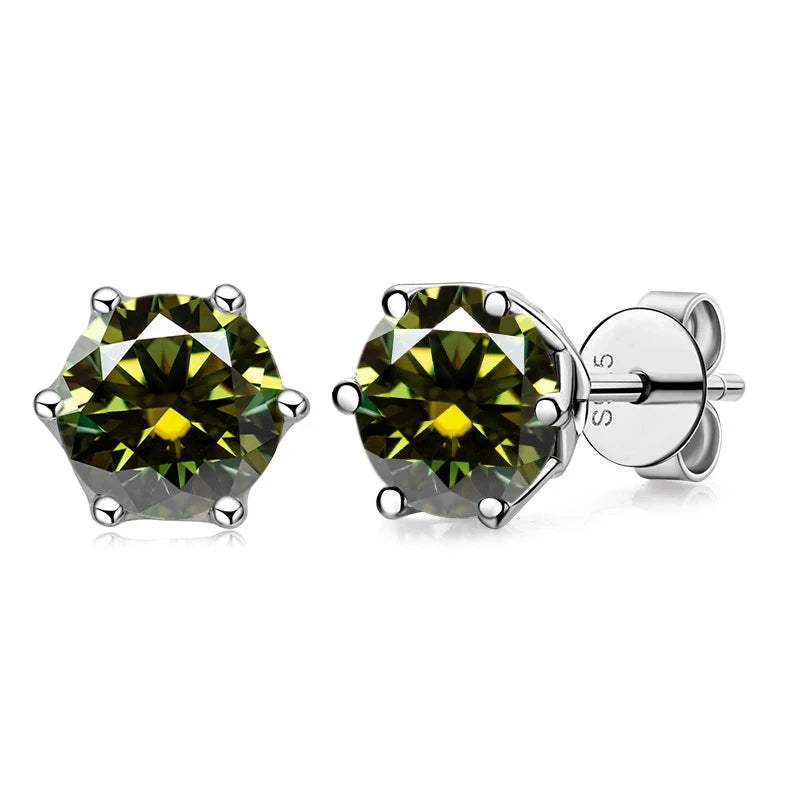 JoyceJelly 1/2/4CT VVS D Color Moissanite Russian Cut 8H8A Lab Diamond Stud Earrings For Women S925 Sterling Silver Fine Jewelry
