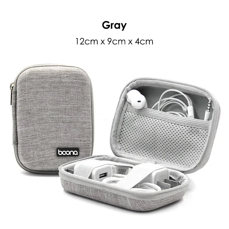 Portable Mini Hard Shell Digital Gadgets Storage Bag Artificial Leather Earphone Charger Case Data Cable U Disk Organizer