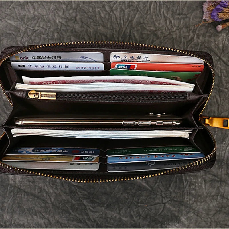 MOTAORA 2025 New Vintage Women's Wallet Long Genuine Leather Wallets Women Purses For Ladies Handmade Embossed Woman Card Holder