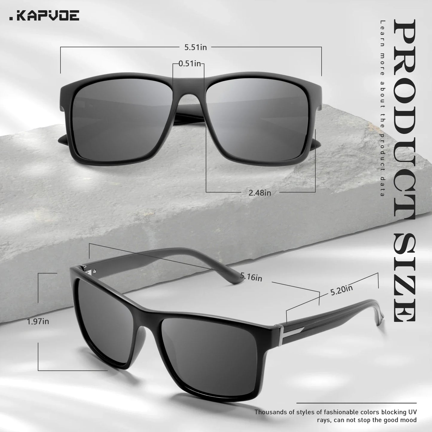 Kapvoe Men Fashion Sunglasses Luxury Polarized Glasses for Driving Fishing Cycling Glasses Golf Women Bike Goggles Retro Shades