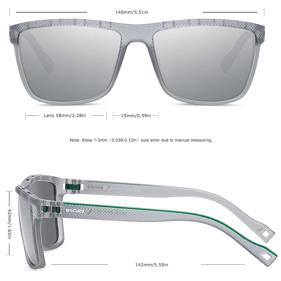 BACURY TR90 Sports Sunglasses Men Polarized Sun Glasses Light Weight Women Driving Hiking Eyewear Accessory Oculos