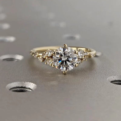 14k Plated 1-3CT All Moissanite Rings for Women Sparkly Luxury Wedding Diamond Band 925 Sterling Silver Jewelry GRA Certificate