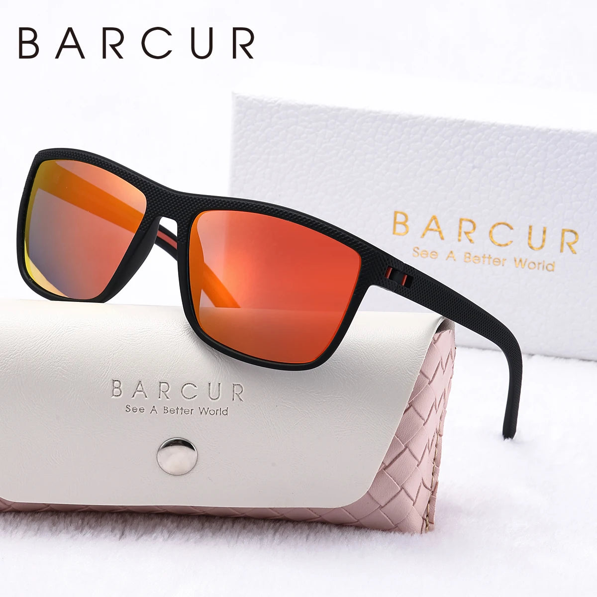 BARCUR Simple Comfort PC Rectangular Frame Polarized Sunglasses Classic Leg Solid Color One Bar Design Outdoor Sports Sunglasses