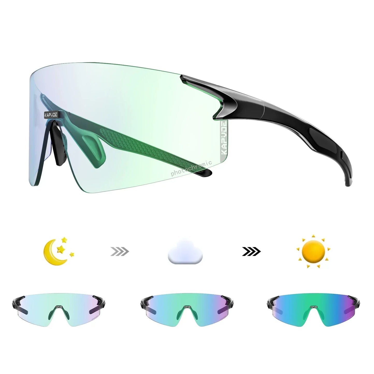 Kapvoe Photochromic Cycling Sunglasses Rimless Color Cycling Glasses Men Bicycle Goggles MTB Sports Bike Eyewear Outdoor UV400
