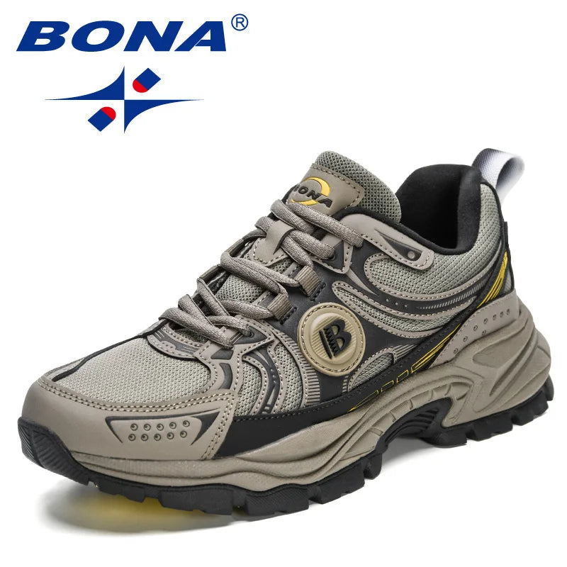 أحذية ركض شبكية جلدية جديدة من BONA للرجال، أحذية جري قابلة للتنفس، أحذية رياضية للمشي، أحذية رياضية رياضية