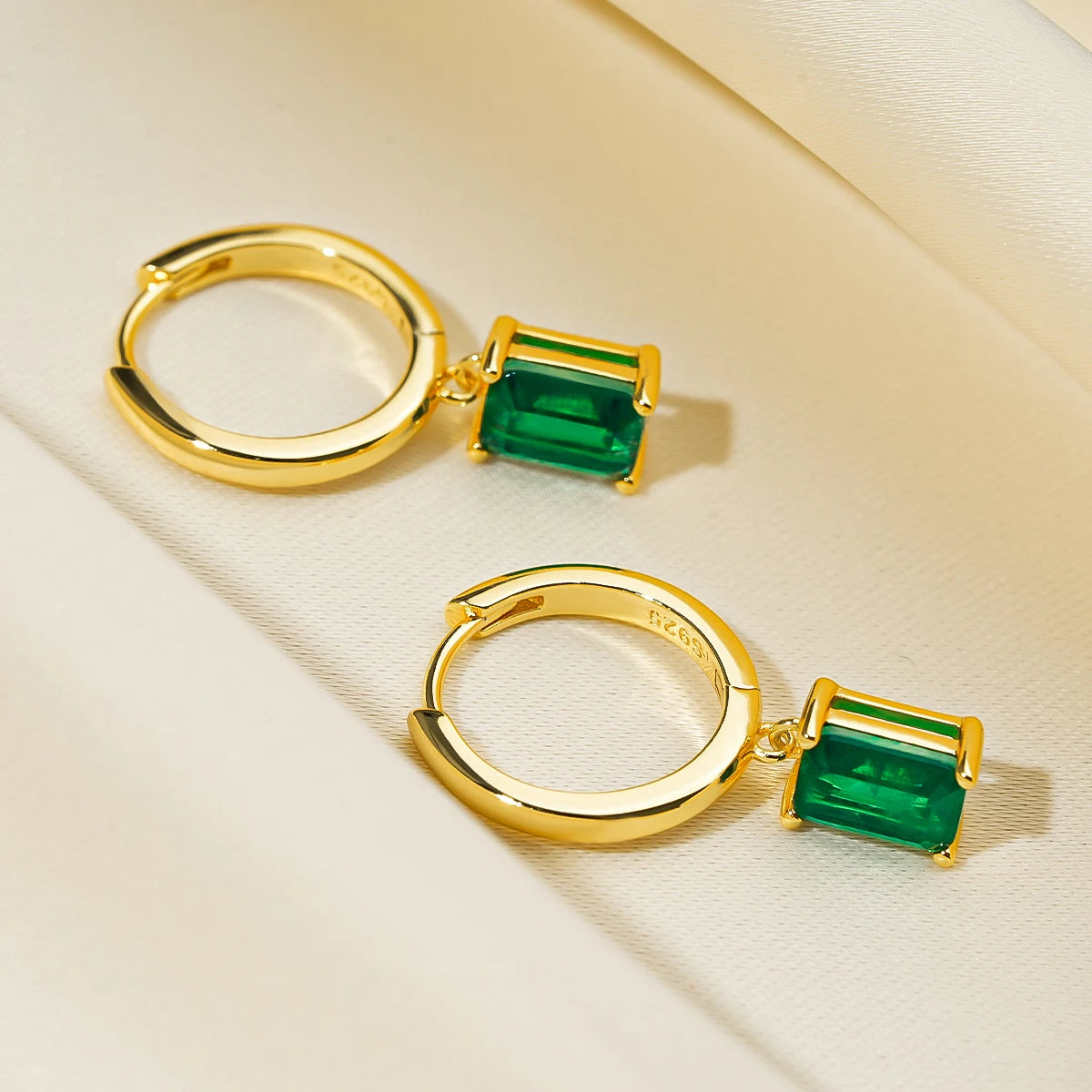 Lnngy Oval/Marqusie Cut Artificial Emerald Stud Earring for Women ohrringe silber 925 Sterling Silver Earring Daily Jewelry Gift