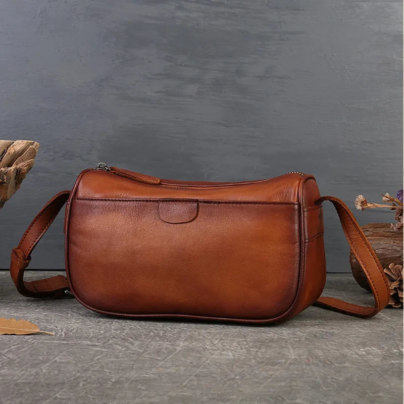 MOTAORA New Handmade Small Cowhide Shoulder Pillow Bag Women Genuine Leather Handbag Purse Retro Genuine Leather Crossbody Bags