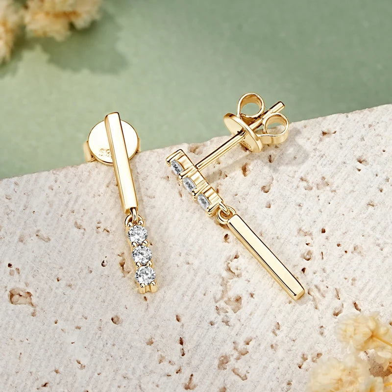 Lnngy Pendientes Plata 925 Sterling Silver Stud Earring for Women Mini 2mm Moissanite Earrings Fashion Tassel Jewelry Gift