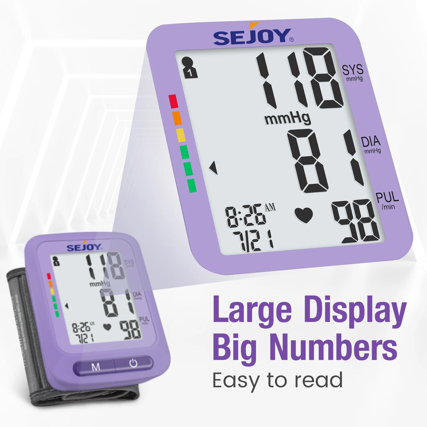 🩺 Sejoy Fully Automatic Wrist Blood Pressure Monitor,LED Display | 2 x 60 Memory | Home Use Sphygmomanometer