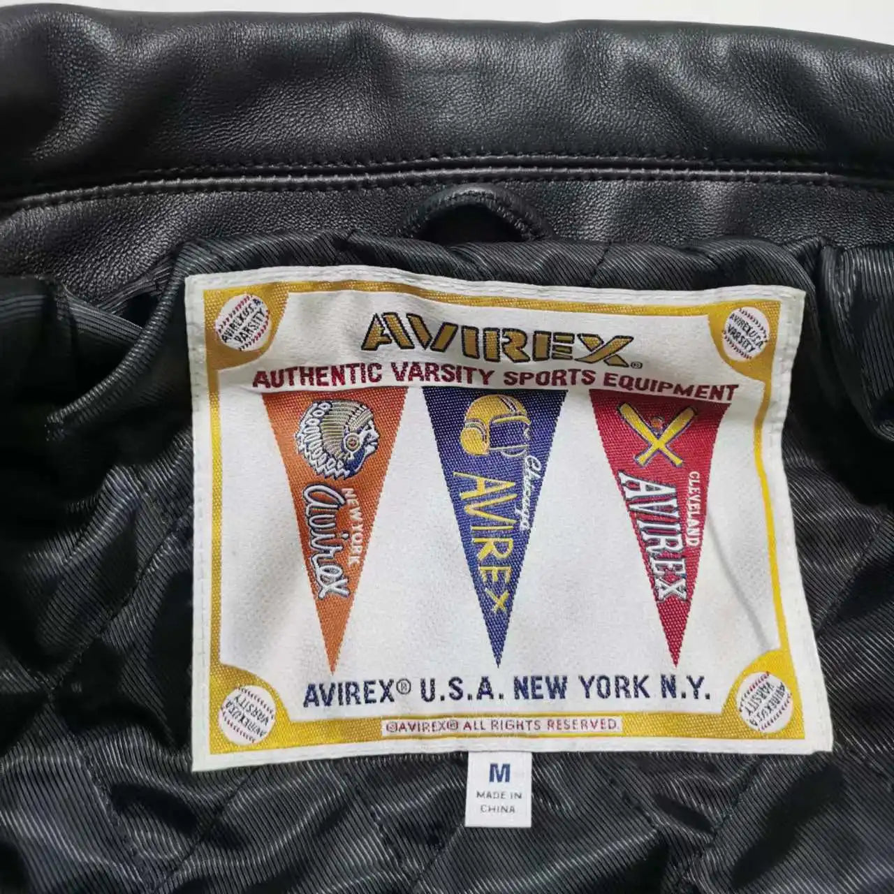 AVIREX High Quality Genuine Sheepskin Coat Men's US Size Classic Varsity Jacket Natural Leather Flight Suit Lapel Outerwear tops