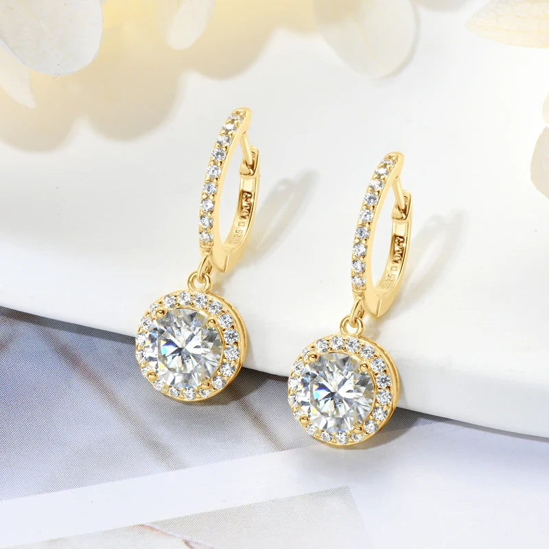 Lnngy 1CT 2CT 3CT Moissanite Earring 925 Certified Silver Drop Earrings For Women Girls Wedding Anniversary Dainty Jewelry Gift