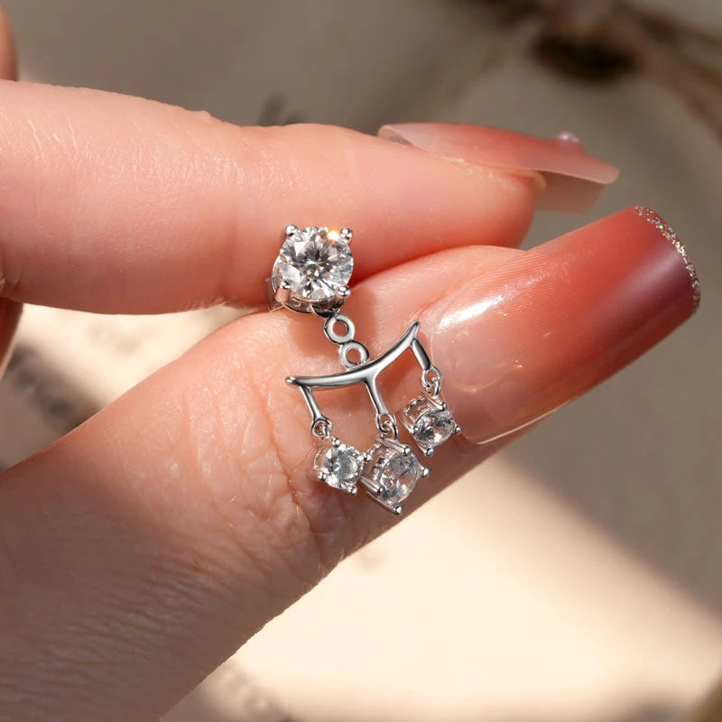 Lnngy Certified GRA 5mm 0.5ct Moissanite Earrings For Women 925 Sterling Silver Stud Earring Sparkling Korean Wedding Jewelry
