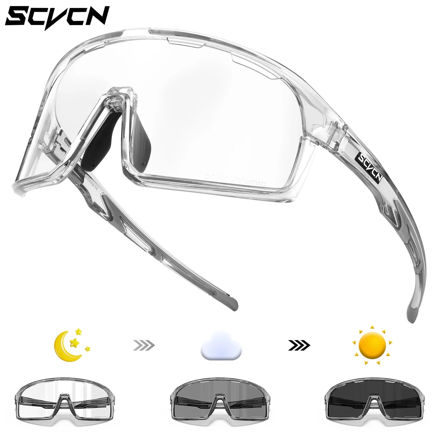 Scvcn Red Photochromic Sunglasses Cycling Blue Outdoor Sports Bike Glasses Man MTB Fishing Glasses Eyewear Bicycle Goggles UV400