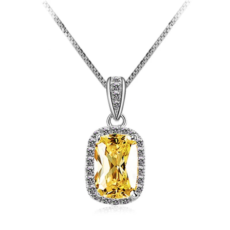 Lnngy Certified 925 Sterling Silver Chain Necklace Irregular Colorful Gemstone Pendant Necklaces for Women Collar Mujer