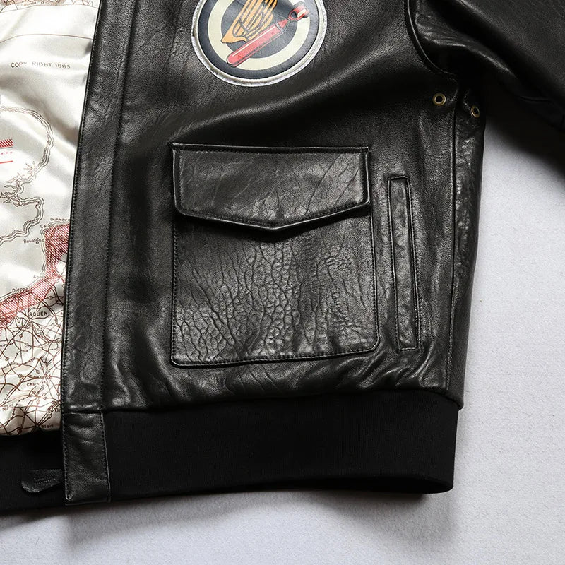 Wildfire 845 Bomber Pilot Clothing Genuine Leather Jacket Men's US Size Italian Sheepskin Foam Leather Flight Suit fur clothings