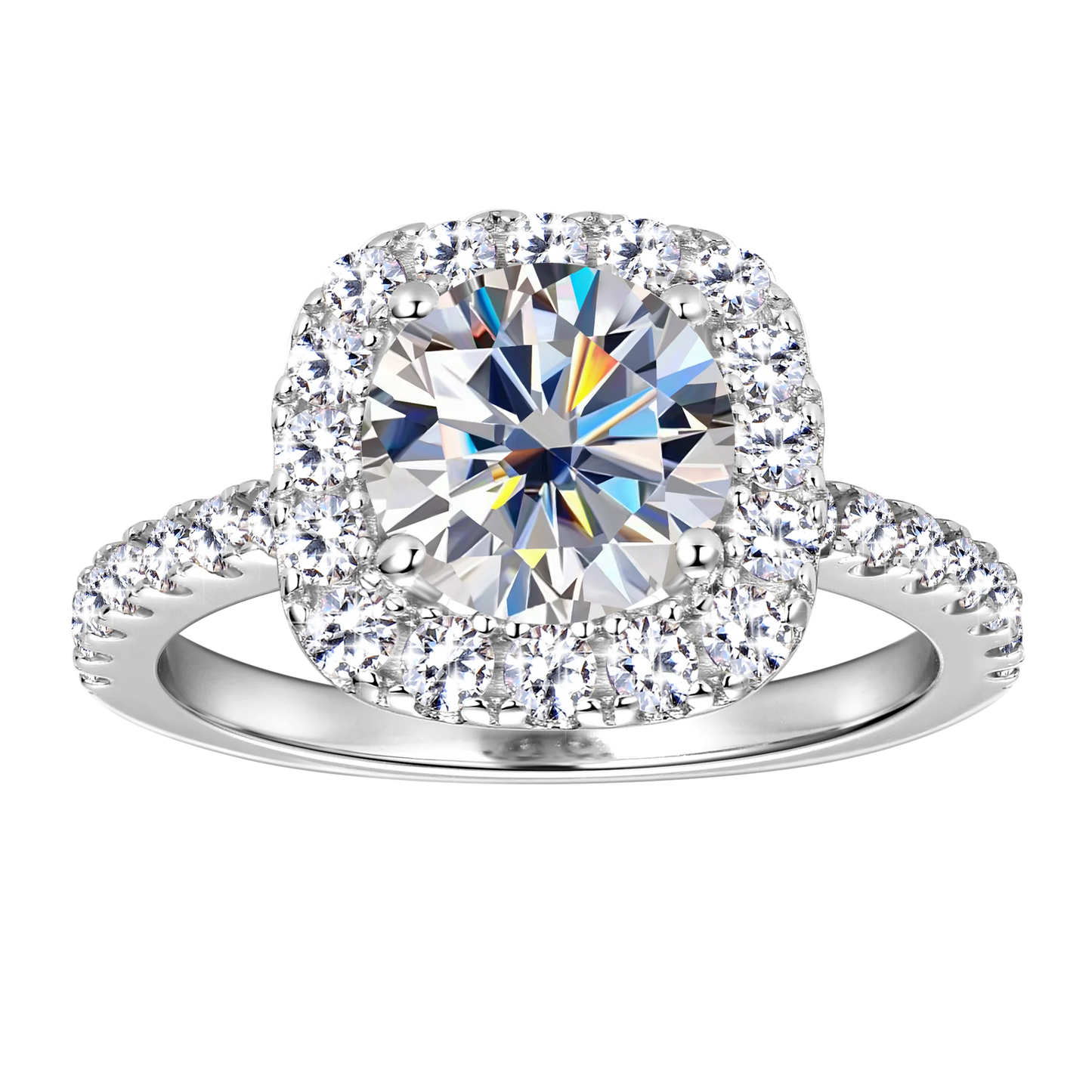 Lnngy Certified GRA Moissanite Halo Ring Square Pendant Necklace Jewelry Set For Couples Real 925 Sterling Silver Wedding Gift