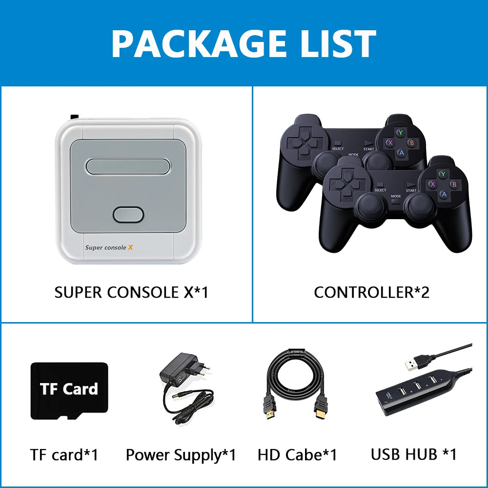 KINHANK Game Box Super Console X Retro Video Game Console Support 90000 Games 50 Emulators for PS1/PSP/MAME/DC with Controllers