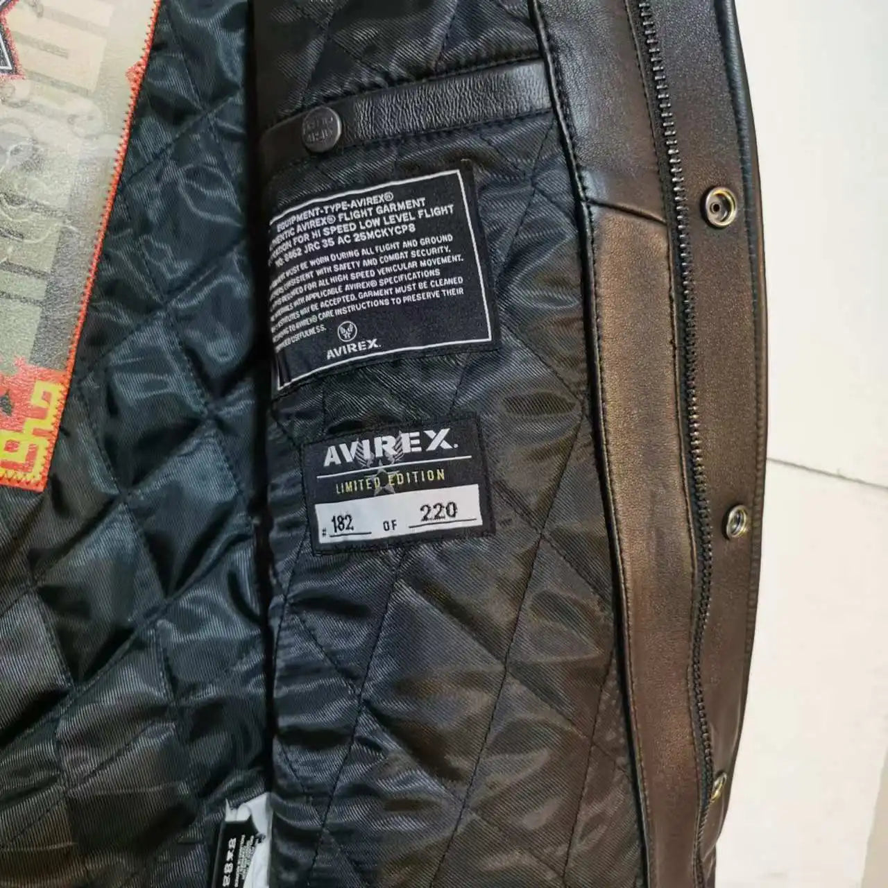 AVIREX fall new jacket men's European antique sheepskin jacket LIMITED EDITION TWIN DRAGON JACKET casual leather jacket tops