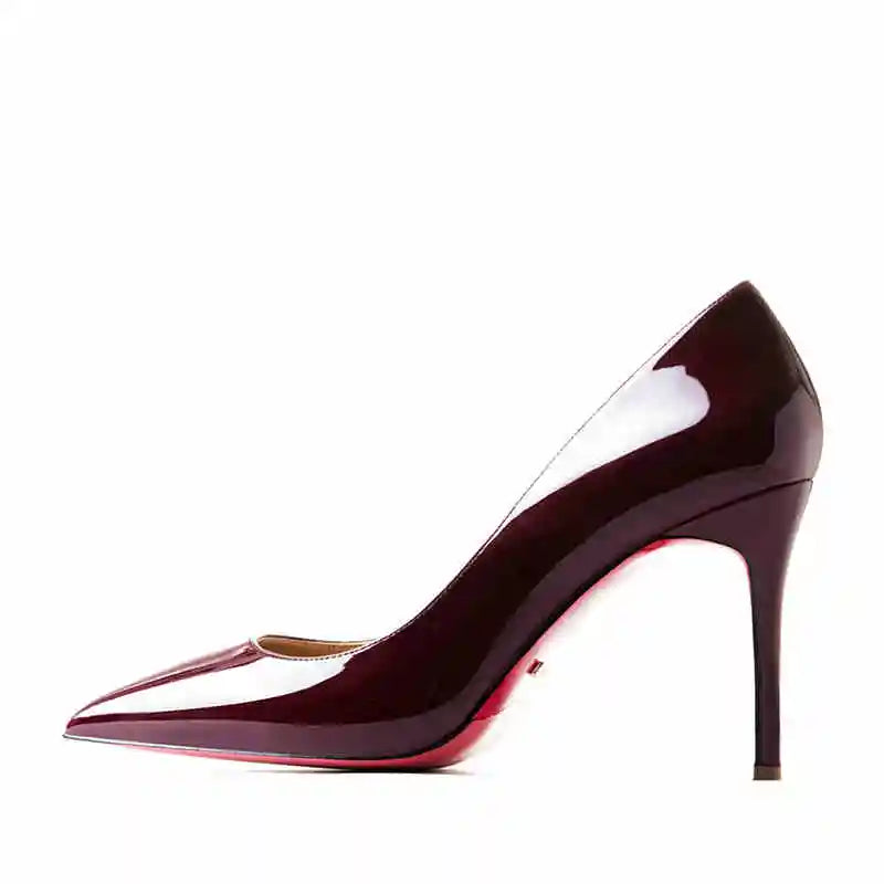 12cm (3) Women’s Patent Leather Pointed-Toe High Heels – 12cm Thin Heel