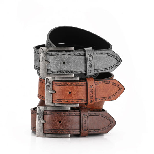 A Western-style PU leather belt for both men and women, a classic and casual retro belt