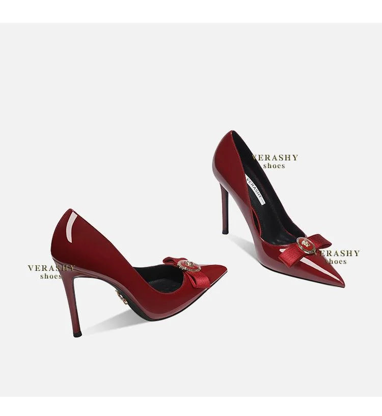 High Heels Women's Thin Heels Pointed French Temperament Bow Light Mouth Single Shoes Women