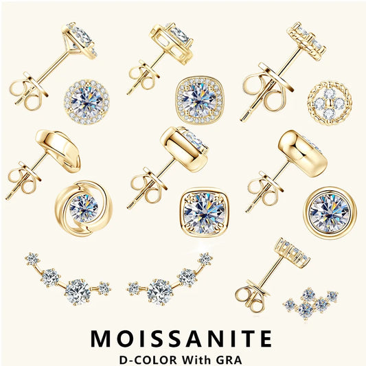 Lnngy GRA Certified Moissanite Stud Earring For Women Original 925 Sterling Silver Irregular Piercing Earring 2025 Hot Jewelry