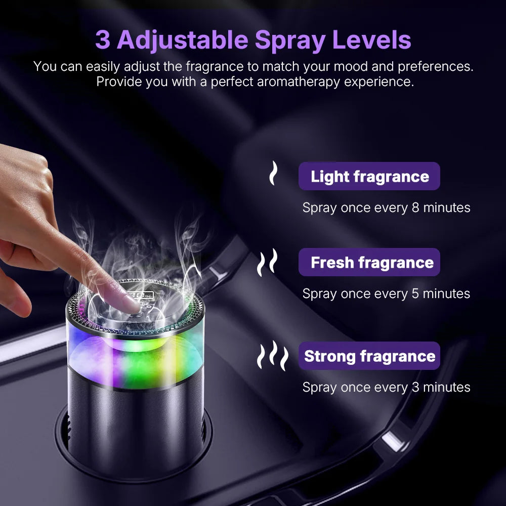 Caer Smart Car Air Freshener Rechargeable Cloud Mist Perfume Diffuser 3 Levels Adjustable Automobile Interior Humidifier Kit