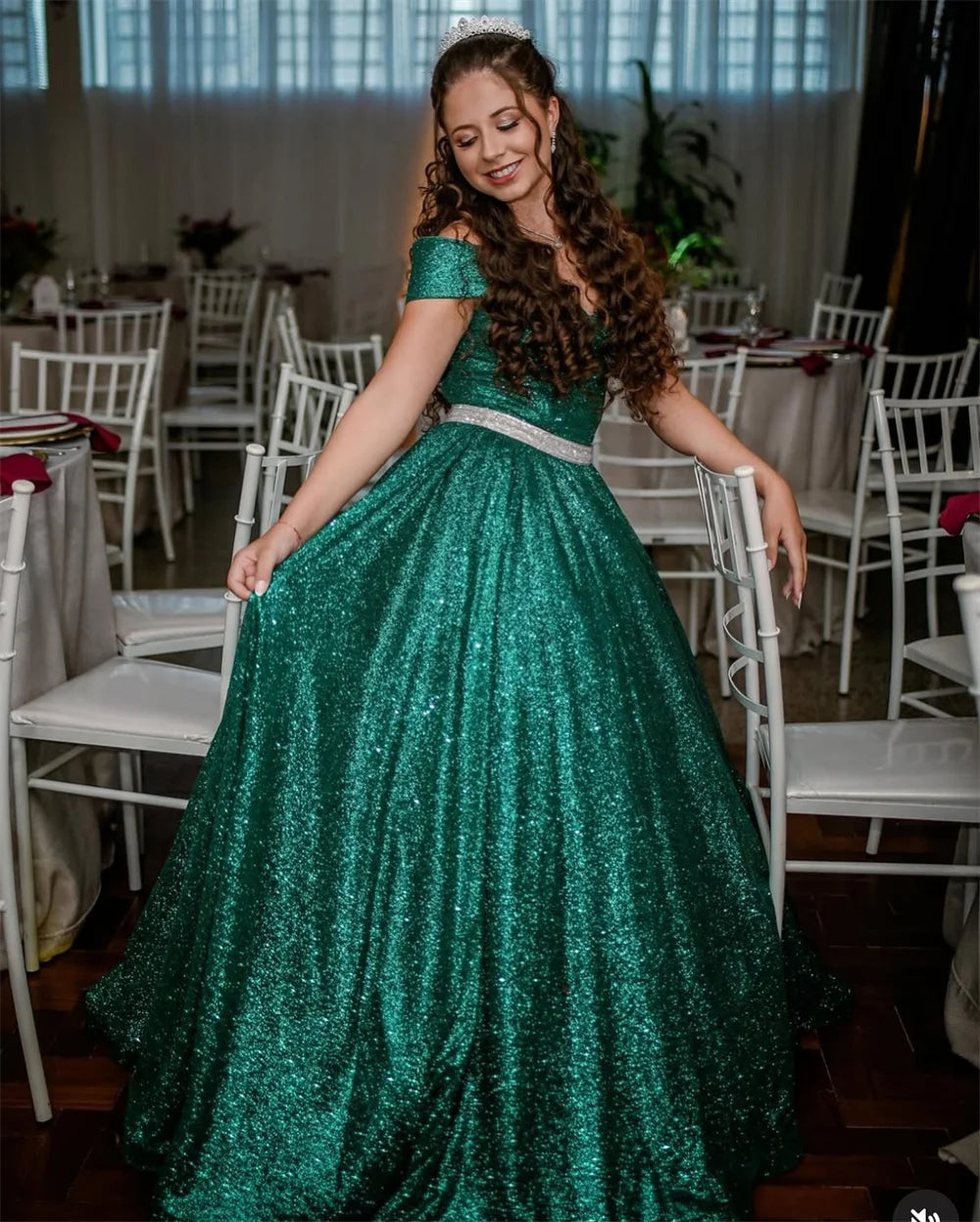 Mila Sweetheart Neck A-Line Prom Dresses 2025 Shine Sequins Evening Dresses Floor-Length Ball Gown Customized Party Dresses