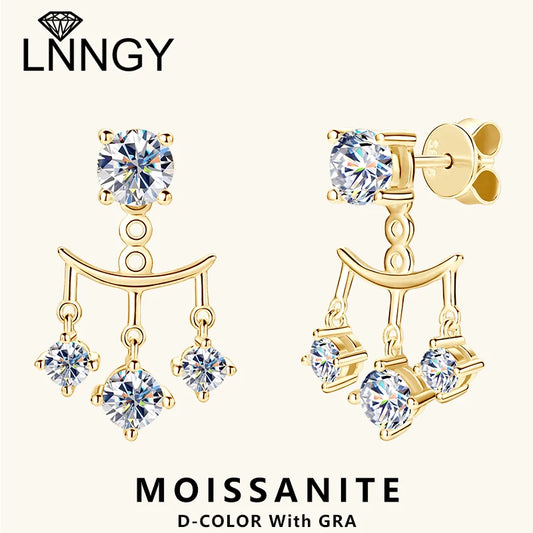 Lnngy Dazzling 5mm 0.5ct Moissanite Earrings For Women 925 Sterling Silver Double Wear Stud Earring Pendientes Plata 925 Jewelry