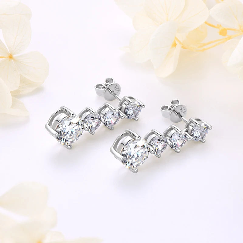 Lnngy Certified D2.00CT Moissanite Drop Earring With GRA 925 Sterling Silver Pendant Earrings for Couples Wedding Jewelry Gift