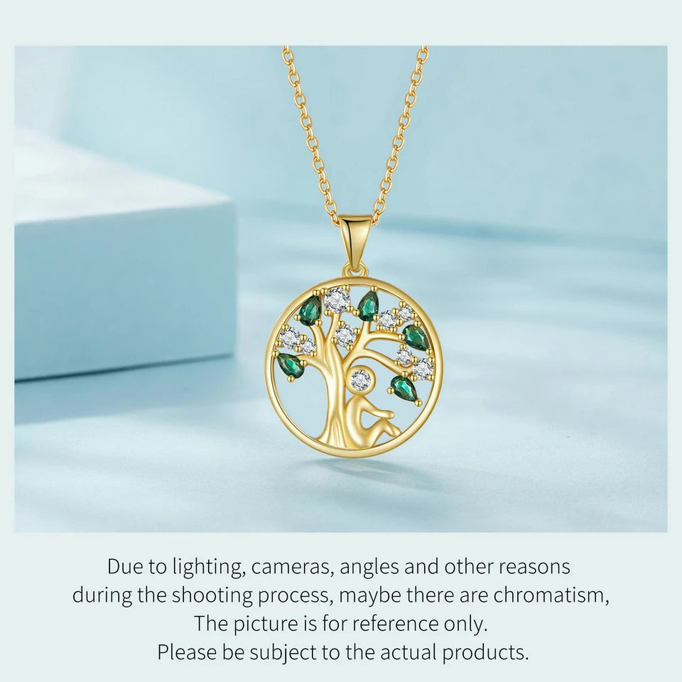BAMOER 925 Sterling Silver Tree of Life Necklace for Women, 14K Gold Plated Lucky Tree Pendant Necklaces Jewelry for Girlfriend