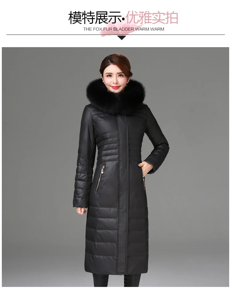 Shengyu Boya Middle-Aged and Elderly Over-The-Knee Long down Jacket Women's Jacket Thickeneded Mother's Fitted Jacket New Style