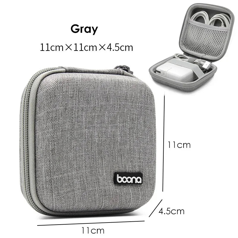 Portable Mini Hard Shell Digital Gadgets Storage Bag Artificial Leather Earphone Charger Case Data Cable U Disk Organizer