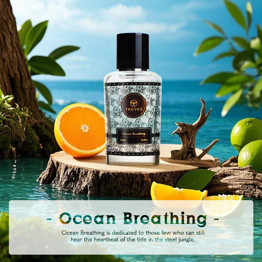 TROVEZ Ocean Breathing 100ml Perfume Elegant Fresh Fragrance Citrus Tone Unisex Perfume Long-lasting Scent Body Spray Scent Gift