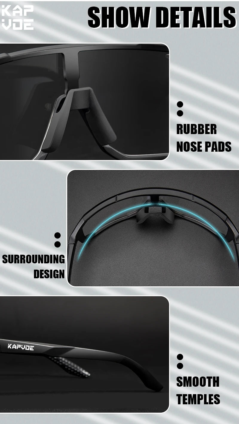 Kapvoe New Anti-fog Photochromic Sunglasses Men Outdoor Anti-fog Cycling Glasses Bicycle Women Bike MTB UV400 Sports Eyewear