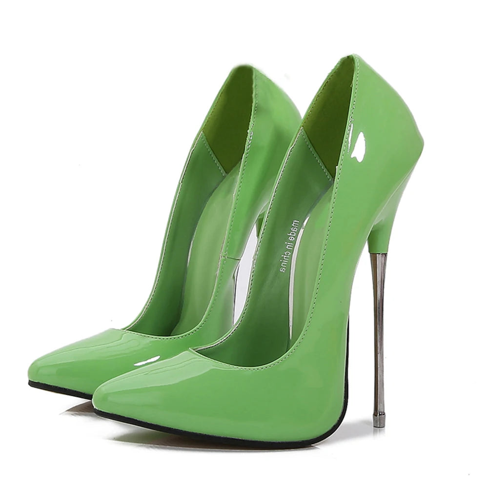 16cm Extreme High Heels All Red Stilettos Sexy Women Black Pumps Fetish Silver Model Party Unisex Shoes Crossdresser Plus Size46