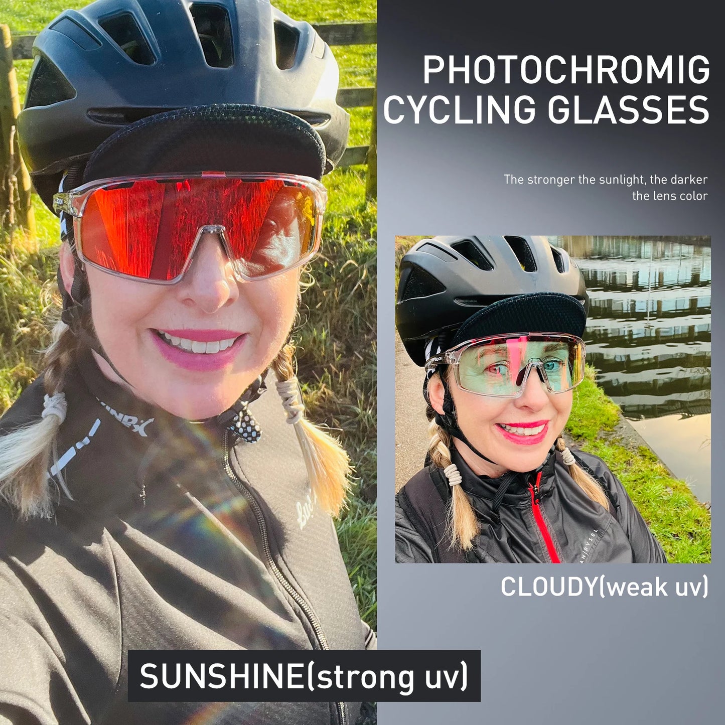 Scvcn Red Photochromic Sunglasses Cycling Blue Outdoor Sports Bike Glasses Man MTB Fishing Glasses Eyewear Bicycle Goggles UV400