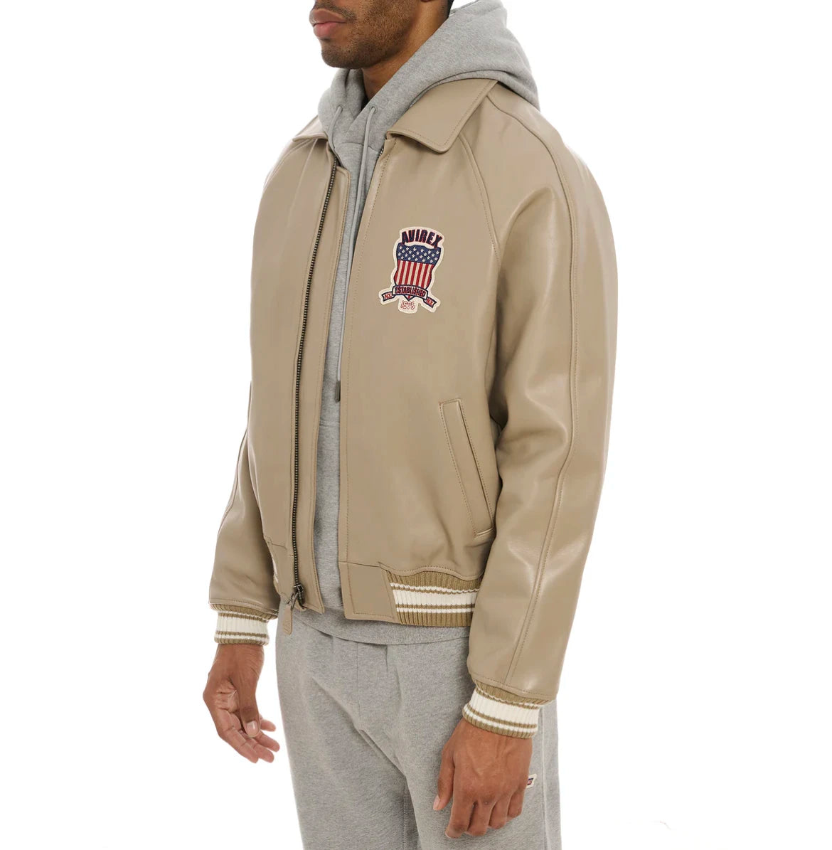 AVIREX  new listing leather flight suit jacket French sheepskin men's fat plus size loose version of the casual spring coat