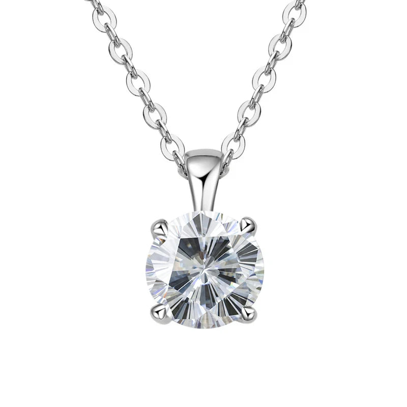 JoyceJelly Classic Four Prong 1ct Moissanite Necklace Women's 925 Sterling Silver Plated 18k Gold Pendant Luxury Fine Jewelry