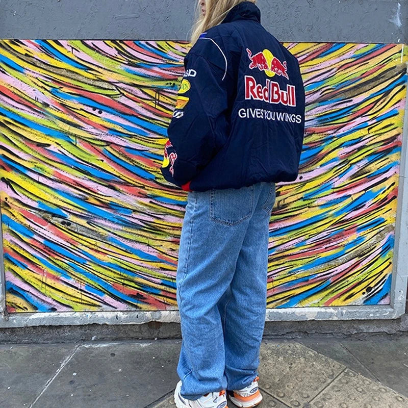 Red Bull Racing F1 Motorcycle Spring and Autumn Thin Jacket Sports Style Black Printed Casual Loose Long Sleeve