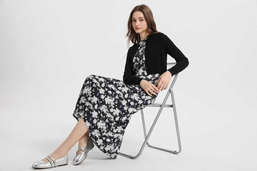 AS 2025 Spring/Summer Elegance Satin Maxi Dress & Knitted Top Set