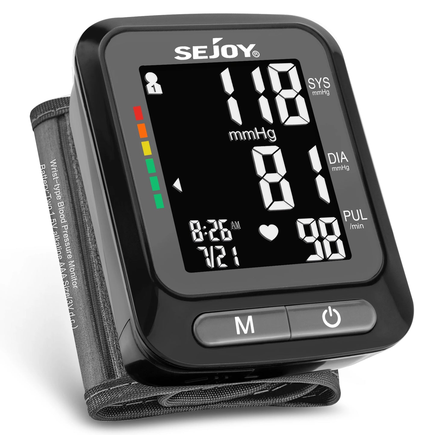 🩺 Sejoy Fully Automatic Wrist Blood Pressure Monitor,LED Display | 2 x 60 Memory | Home Use Sphygmomanometer