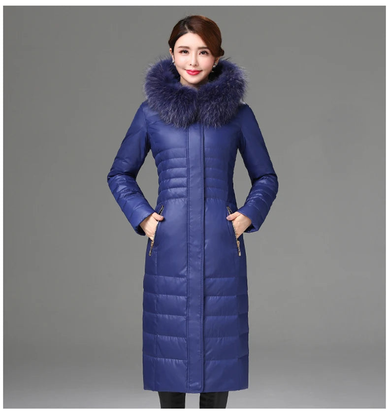 Shengyu Boya Middle-Aged and Elderly Over-The-Knee Long down Jacket Women's Jacket Thickeneded Mother's Fitted Jacket New Style