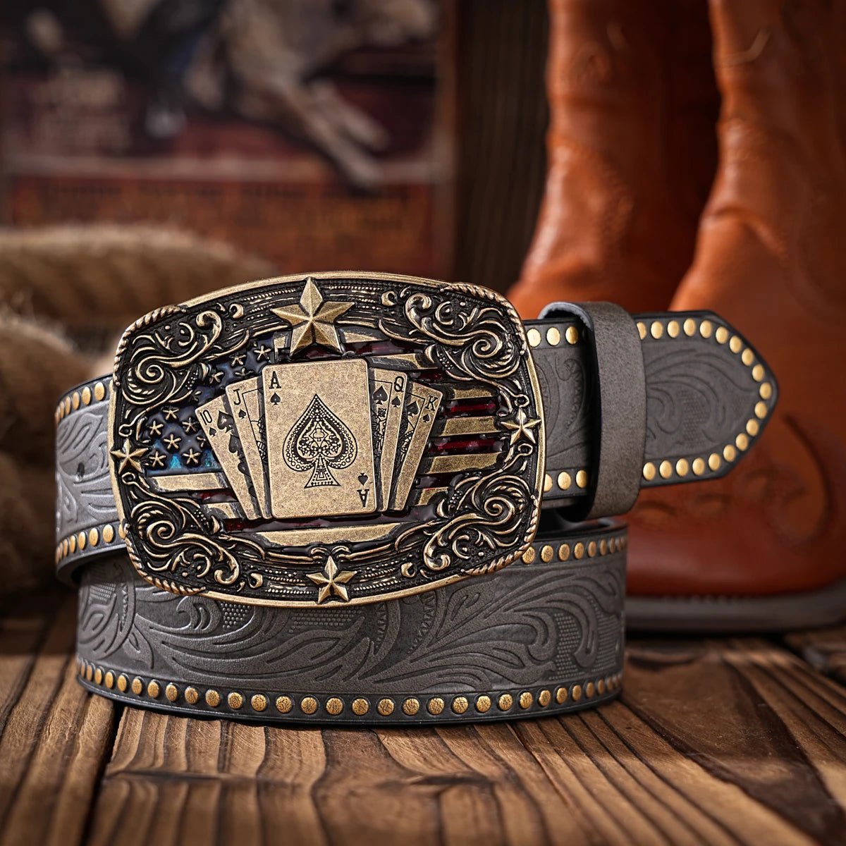 A Western-style PU material belt for both men and women, a casual, retro and classic personalized belt