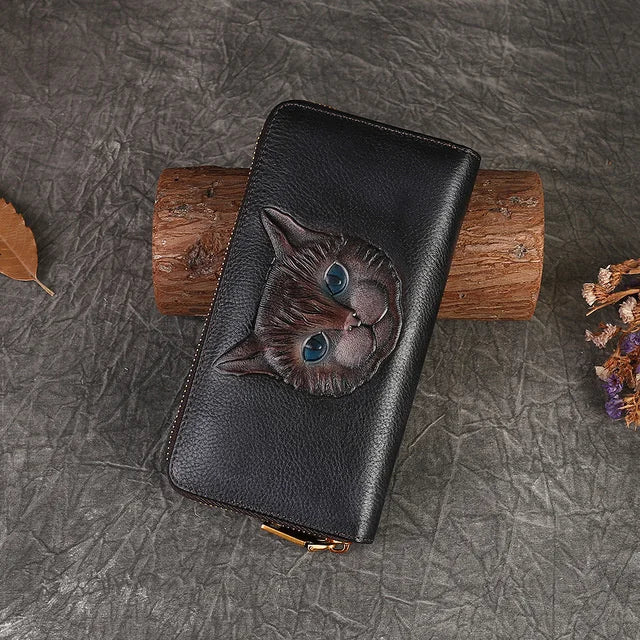 MOTAORA 2025 New Vintage Women's Wallet Long Genuine Leather Wallets Women Purses For Ladies Handmade Embossed Woman Card Holder