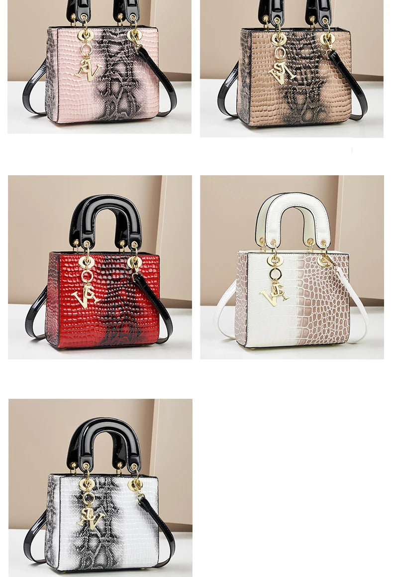 Fashion gradient high-grade alligator print women's handbag, texture all matching travel single shoulder crossbody bag