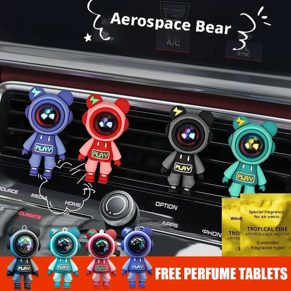 Car Air Outlet Perfume Tablets 3D Lightning Bear Air Conditioner Mouth Interior Decoration Products Car Deodorization Spaceman
