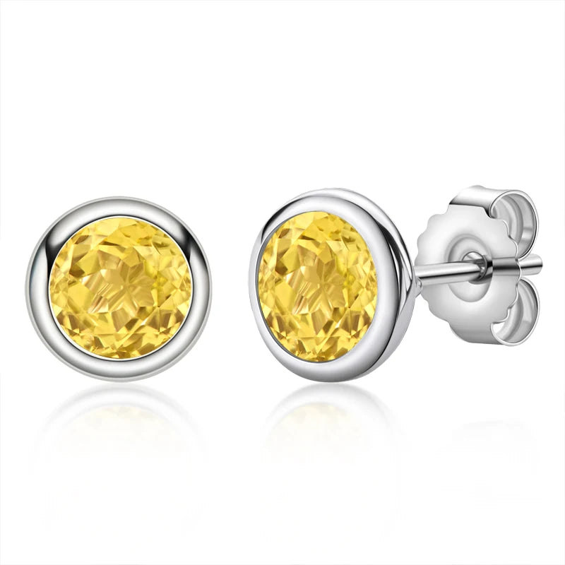Lnngy Natural Colorful Gemstones Stud Earring for Women pendientes plata 925 Sterling Silver Earrings Daily Jewelry Gift